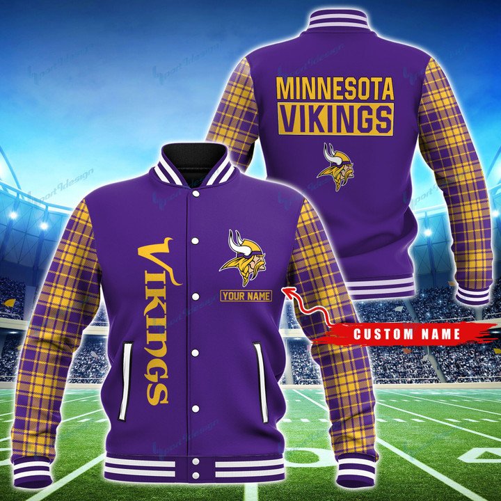 Minnesota Vikings Personalized Baseball Jacket BG50