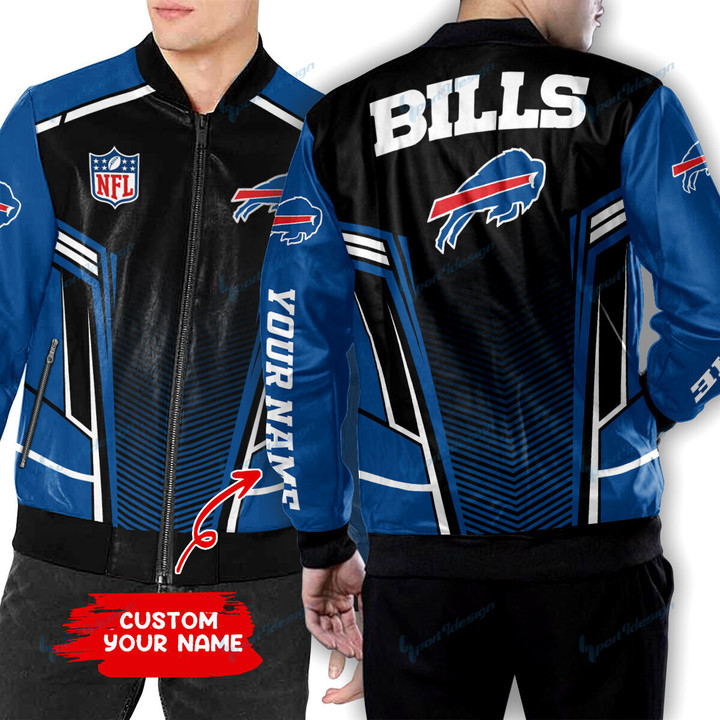 Buffalo Bills Personalized New Leather Bomber Jacket  46