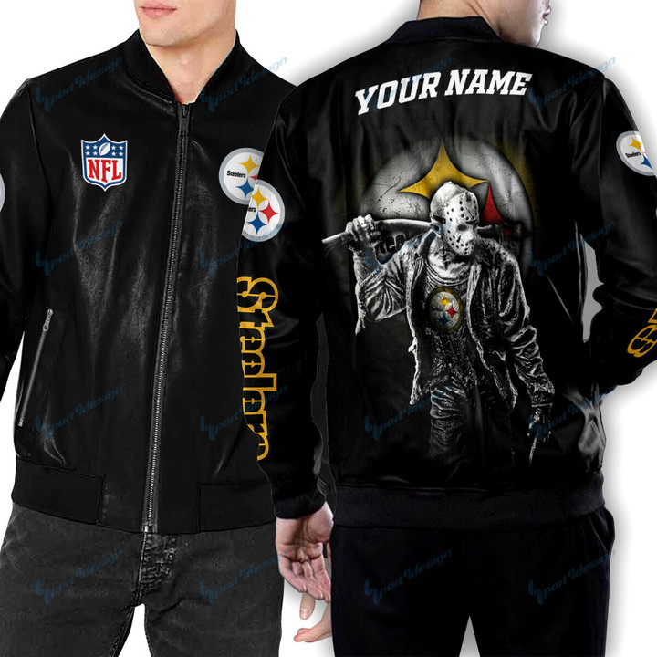 Pittsburgh Steelers Personalized New Leather Bomber Jacket  27