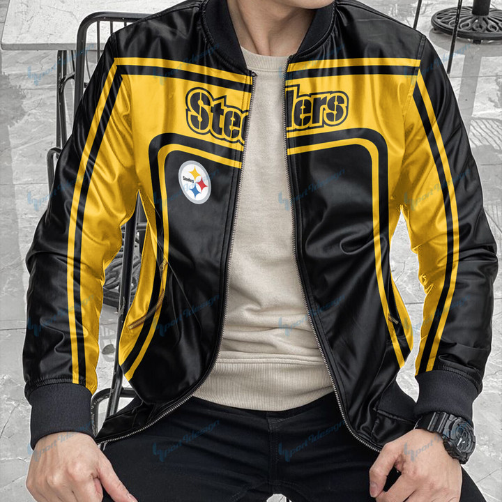 Pittsburgh Steelers Personalized New Leather Bomber Jacket  180