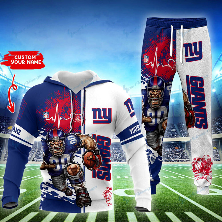 New York Giants Personalized Hoodie and Jogger Set Hoodie BG858