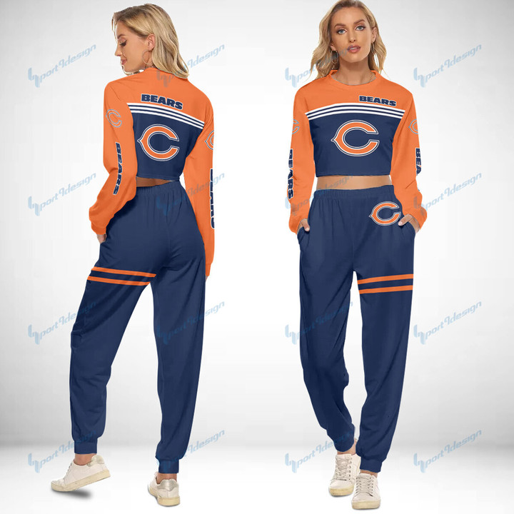 Chicago Bears Crop Sweatshirt Suit 9