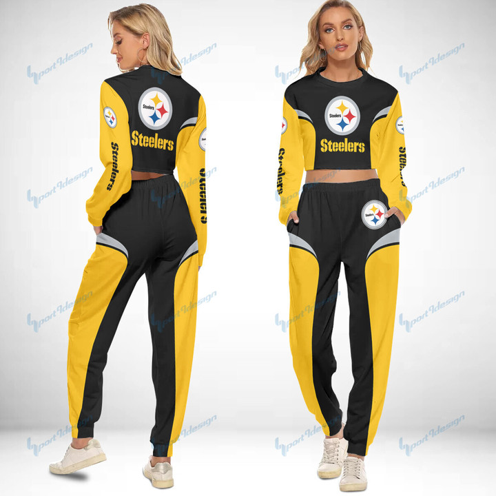 Pittsburgh Steelers Crop Sweatshirt Suit 7