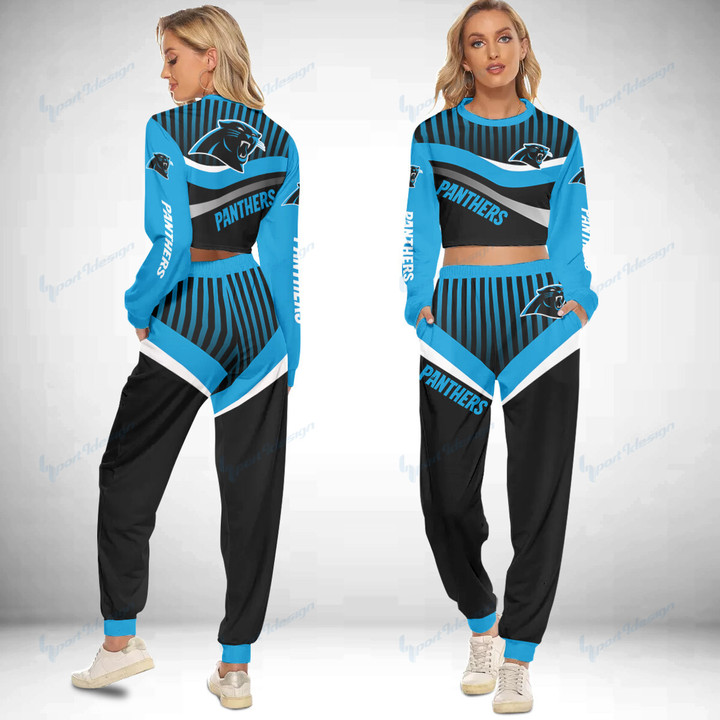 Carolina Panthers Crop Sweatshirt Suit 49