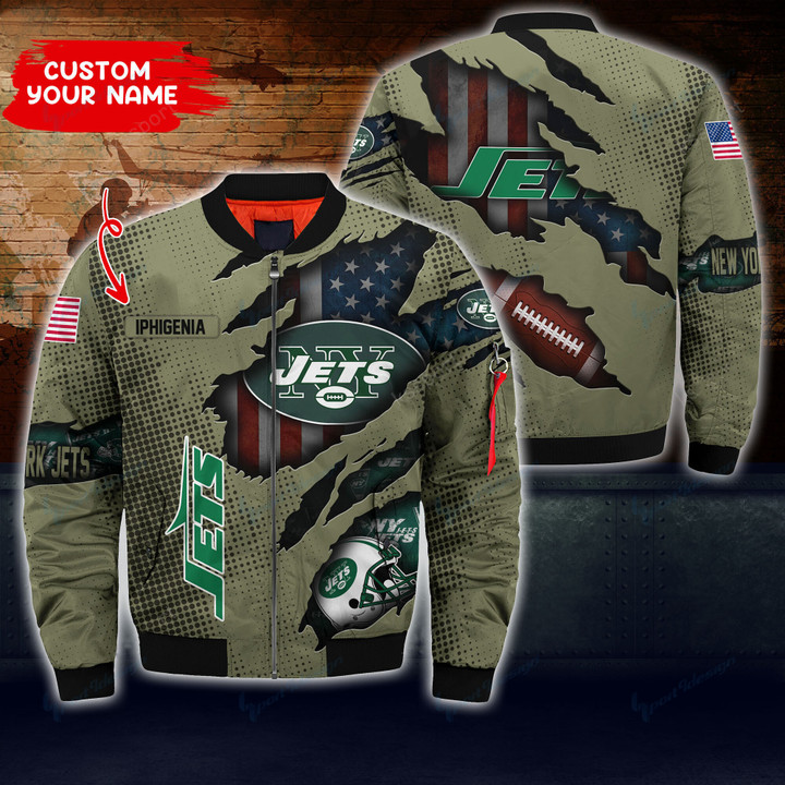New York Jets Personalized Thick Bomber Jacket CS62