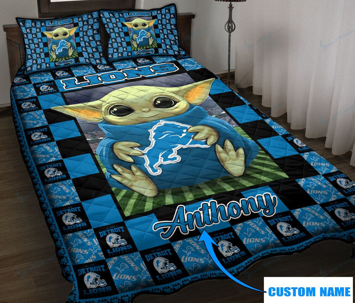 Detroit Lions Personalized Quilt Set BG42