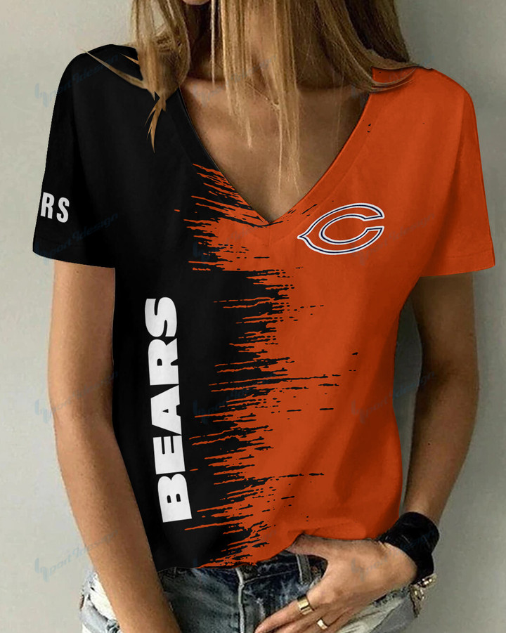Chicago Bears Summer V-neck Women T-shirt BG02