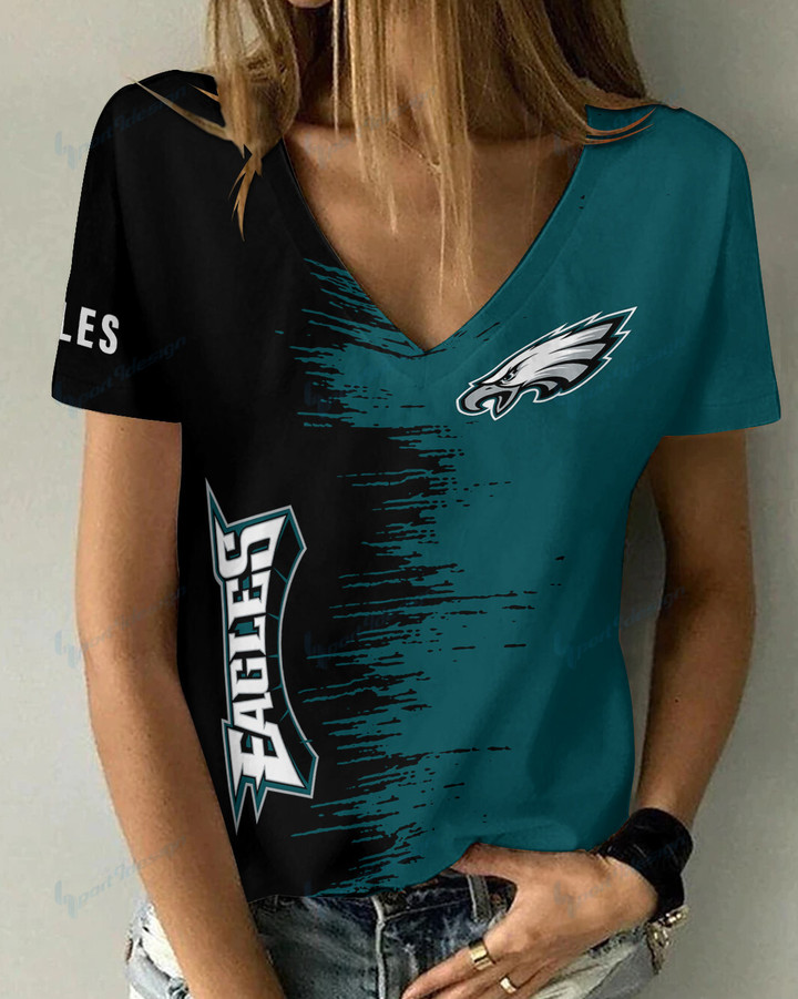 Philadelphia Eagles Summer V-neck Women T-shirt BG07