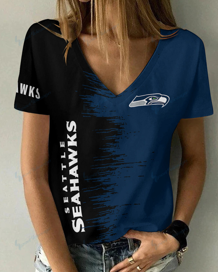Seattle Seahawks Summer V-neck Women T-shirt BG28