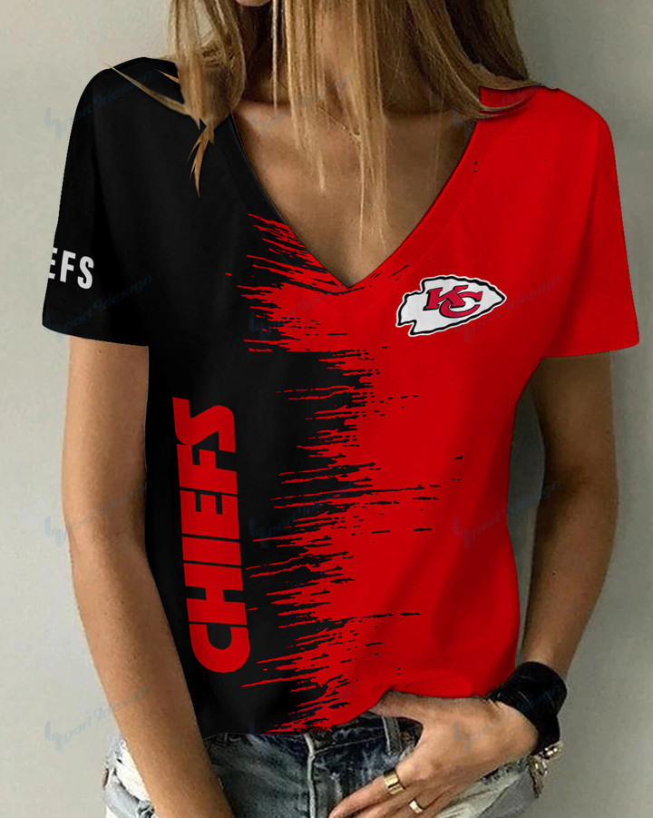 Kansas City Chiefs Summer V-neck Women T-shirt BG16