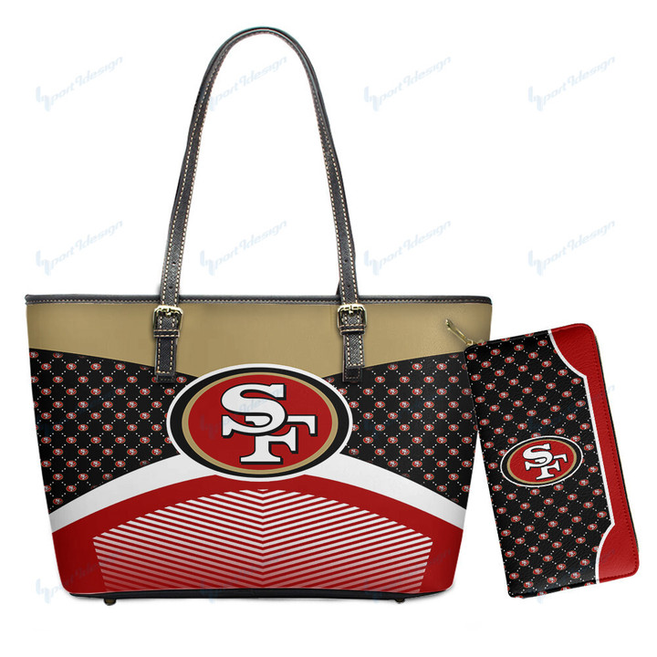 San Francisco 49ers Leather Tote Hand Bag and Purse Set BB01