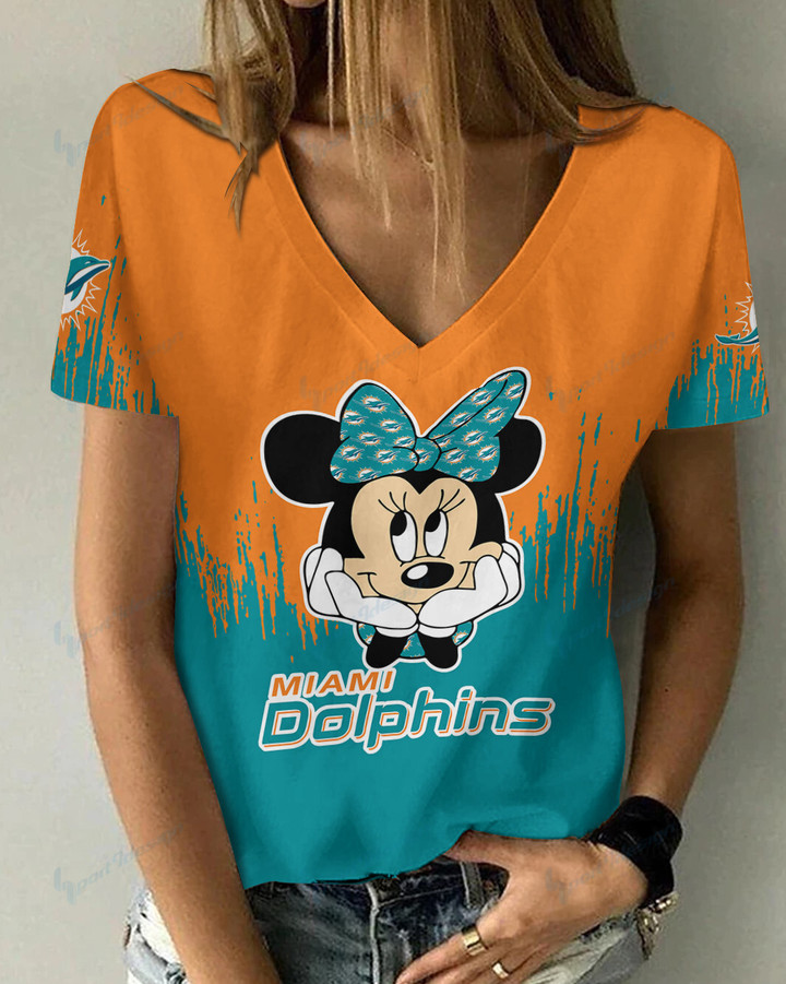 Miami Dolphins Personalized Summer V-neck Women T-shirt BG51