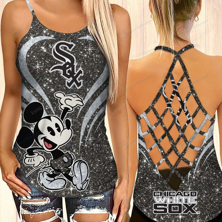 Chicago White Sox Criss-cross Open Back Camisole Tank Top BG66