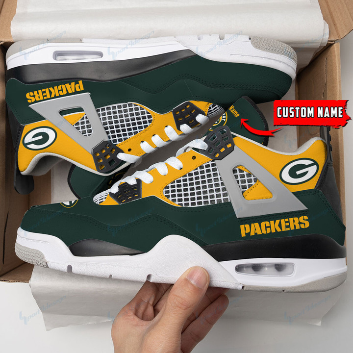 Green Bay Packers Personalized AJ4 Sneaker BG56