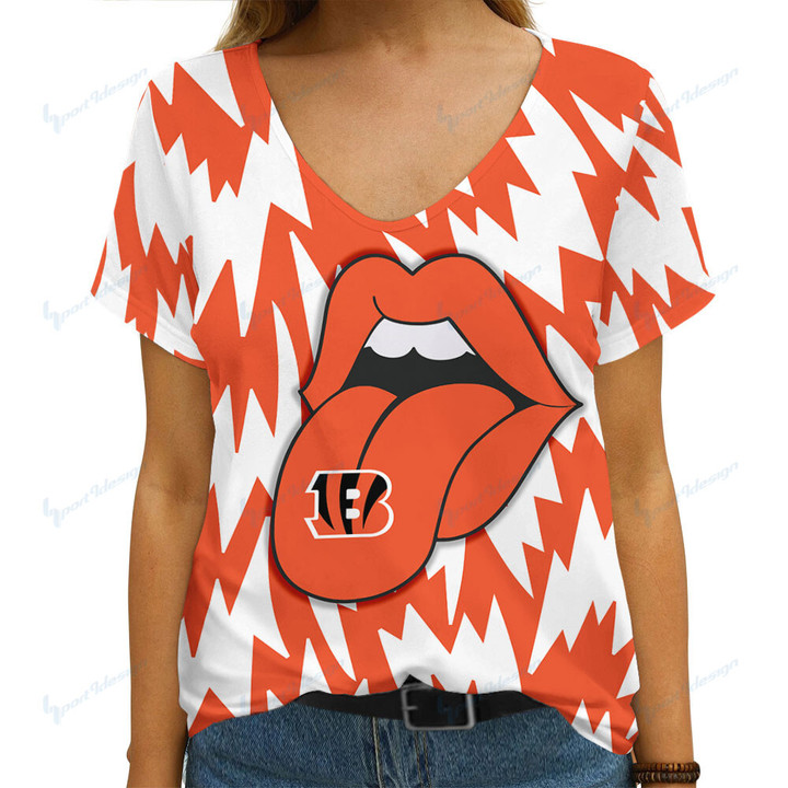 Cincinnati Bengals Summer V-neck Women T-shirt