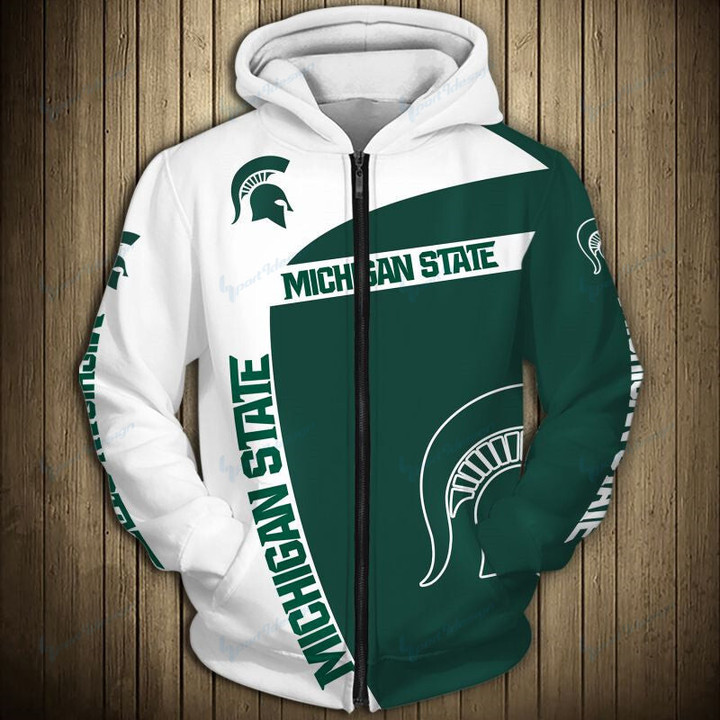 Up To 20% OFF Michigan State Spartans Tide Zip Up Hoodie 3D 