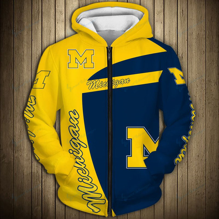 Up To 20% OFF Michigan Wolverines Tide Zip Up Hoodie 3D 