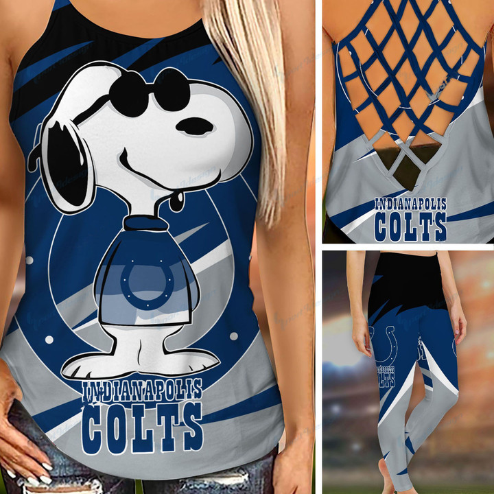Indianapolis Colts Leggings And Criss Cross Tank Top BG85