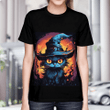 Halloween Witch Cat T-shirt