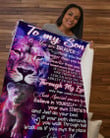 0001 To My Son Lion Love Mom Blanket Fleece Blanket