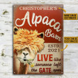 Personalized Alpaca Barn The Gate Open Customized Classic Metal Signs