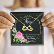 18K Gold Infinity Heart Necklace For Mom Roses and Gold Design