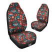 Red Japanese Characters Print Pattern Car Seat Covers