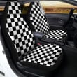 Checkered White And Black Print Pattern Car Seat Covers
