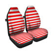 Red Color Striped Print Car Seat Covers