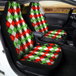 Red White And Green Argyle Print Pattern Car Seat Covers