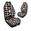 Red Roses And Argyle Print Pattern Car Seat Covers