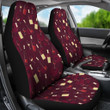 Red Wine Glass Botttle Print Pattern Universal Fit Car Seat Cover