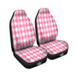 Argyle White And Pink Print Pattern Car Seat Covers