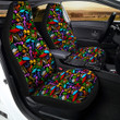 Extraterrestrial Aliens Colorful Print Pattern Car Seat Covers