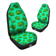 8 Bit Pixel Green Chameleons Print Pattern Car Seat Covers