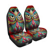 Red Colorful Owl Print Car Seat Covers