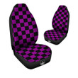 Checkered Black And Purple Print Pattern Car Seat Covers