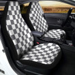Checkered White And Grey Print Pattern Car Seat Covers