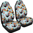 Rooster Blue Pattern Print Universal Fit Car Seat Covers