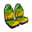 Acid Melt Yellow And Green Print Car Seat Covers