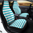 Aqua Color Striped Print Car Seat Covers