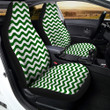 Dark Green Wave Striped Print Car Seat Covers