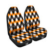 Argyle Orange Black And White Print Pattern Car Seat Covers