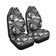 Black And White Rose Floral Skull Car Seat Covers