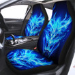 Dragon Head In Blue Flame Print Car Seat Covers