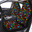 Extraterrestrial Aliens Colorful Print Pattern Car Seat Covers