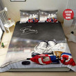 Ice Hockey Player Personalized Custom Name Duvet Cover Bedding Set