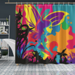Butterfly Girl Viber Energetic Abstract Colorfull - Shower Curtain