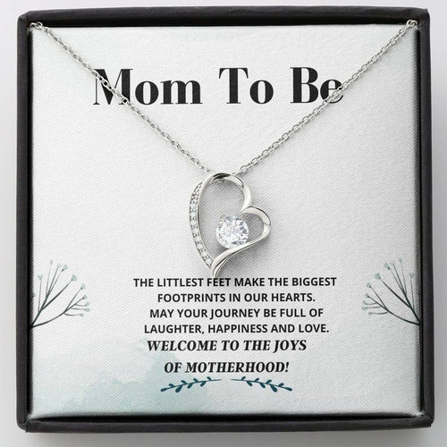 Mom To Be - Littlest Feet - Forever Love Necklace - New Mommy Gift, New Mom Jewelry, New Mom Necklace New Mother Gift, Baby Shower Gift