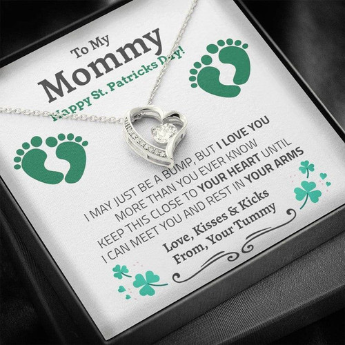 New Mom St Patrick's Day Gift, Pregnant Wife St Patrick's Day Gift, St Patricks Gift for Expecting Wife, Mom To Be St Patricks Day Necklace